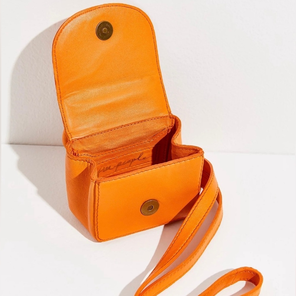 FREE PEOPLE Orange Leather Close to You Mini Bag - Picture 5 of 10